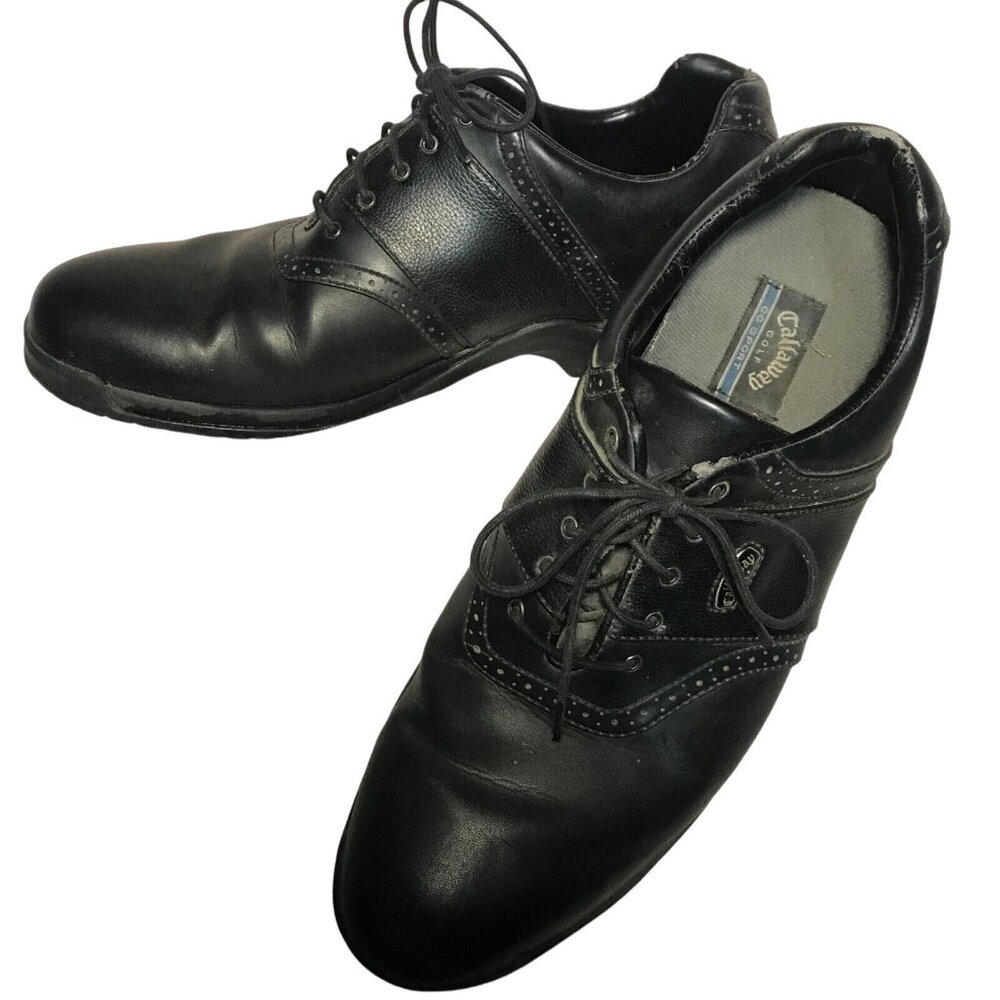 Callaway Golf Shoes Mens Black Leather Lace-Up Oxford Style Size 10 READ